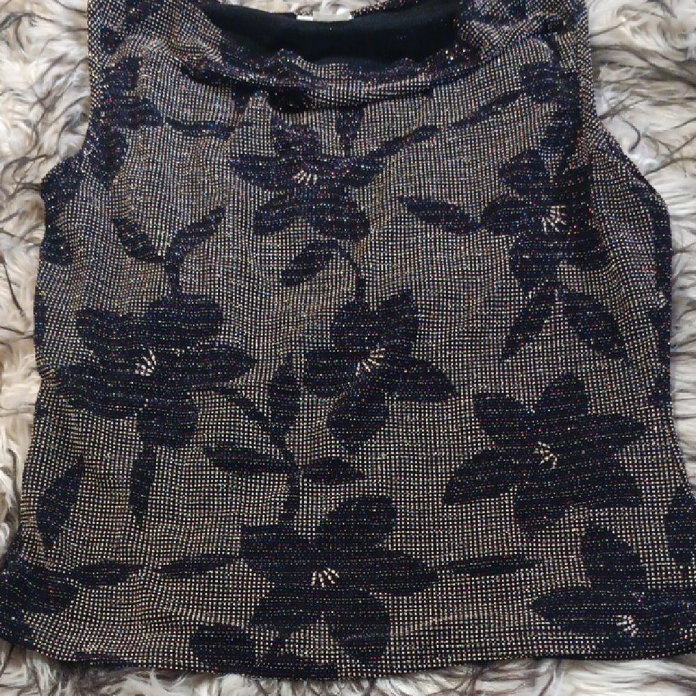Elegant VINTAGE Black Floral Women's Top